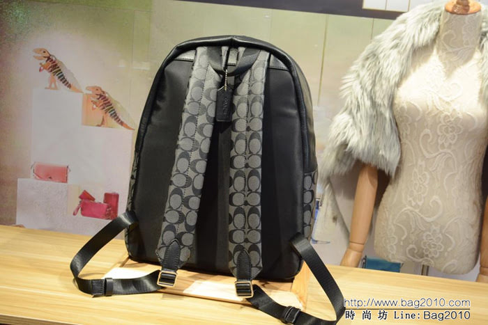 COACH蔻馳 專櫃原單 COACH 荔枝紋 男女款 時尚印花雙肩背包 F71973  Chz1076